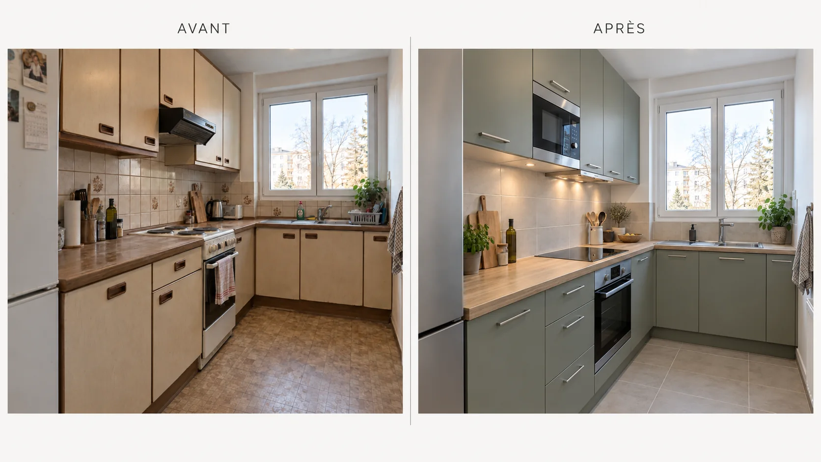 Avant et après rénovation de cuisine TCE