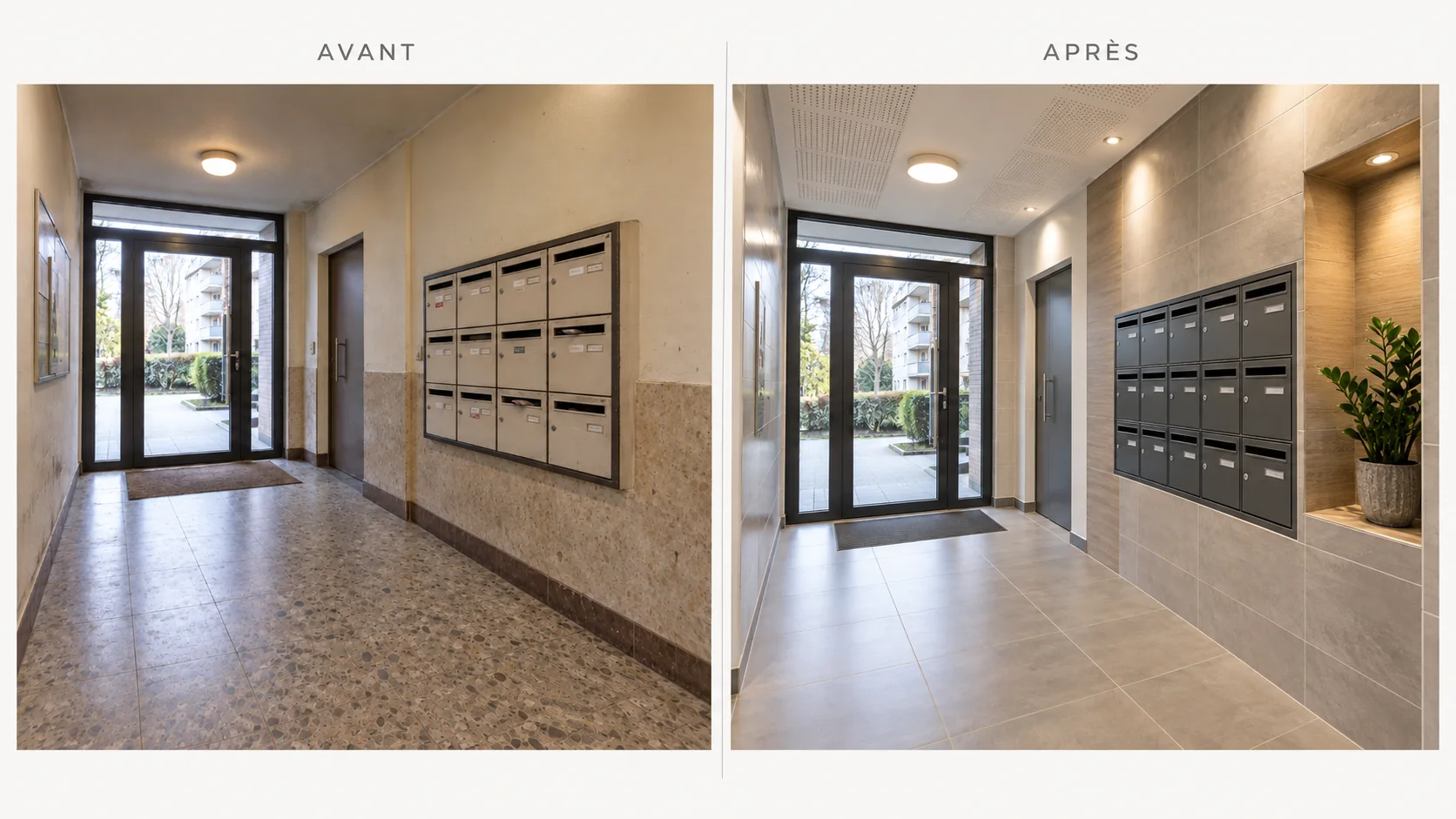Avant et après hall d'entrée