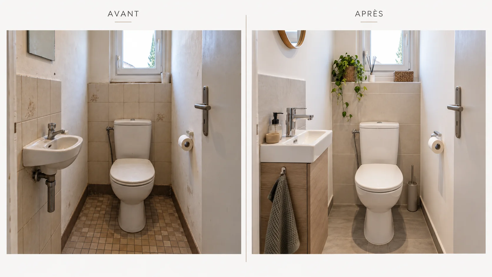 Avant et après rénovation de WC